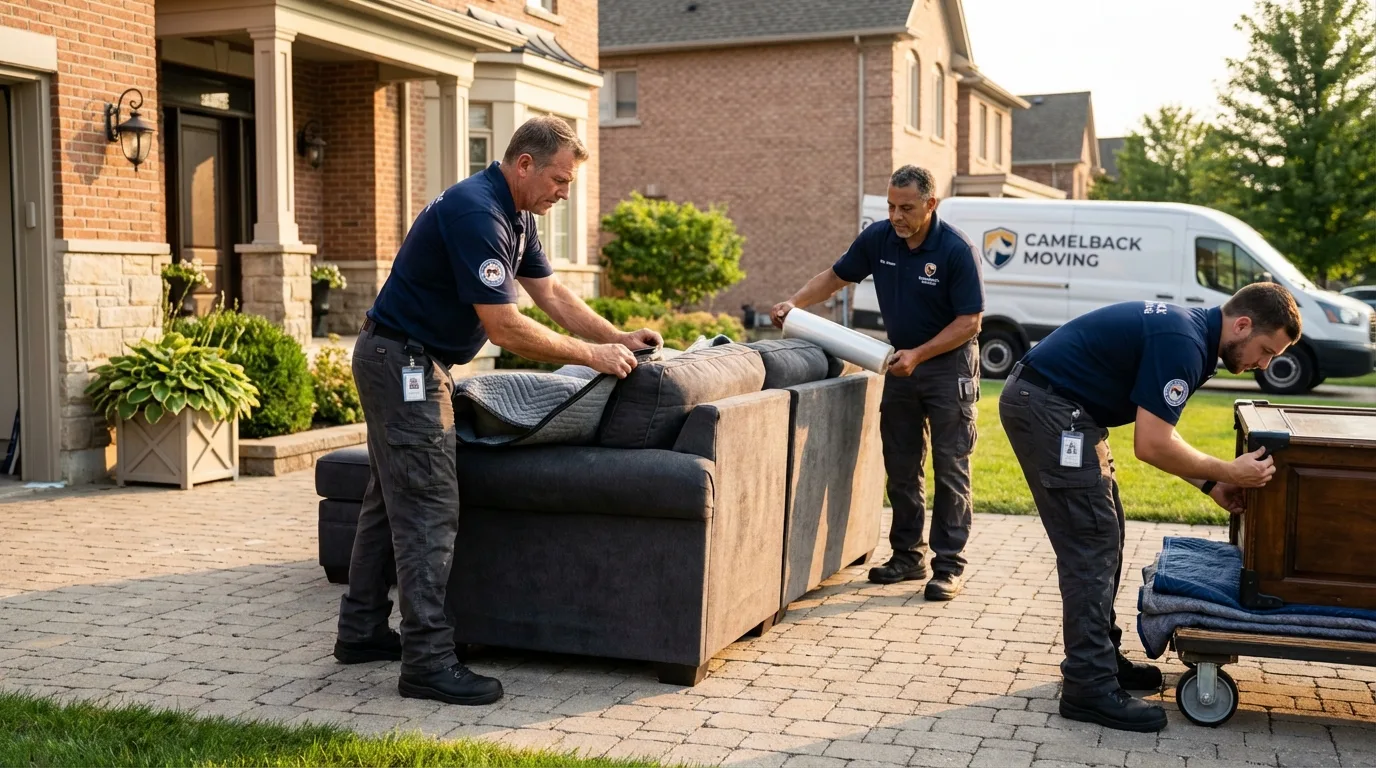Large estate moving crew wrapping furniture in Cottonwood, AZ