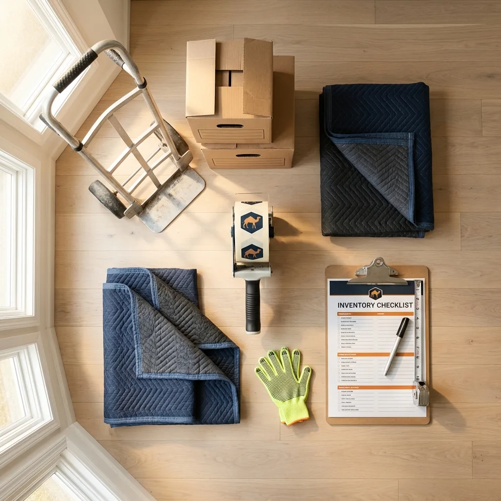 Professional moving supplies and packing materials layout for Cottonwood residential relocations